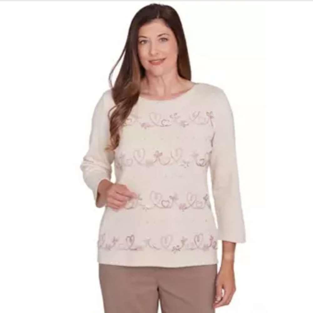 Alfred Dunner Telluride Biadere Hearts Woven Plus Top. Size 3X